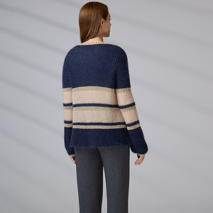 Suéter de Punto a Rayas para Mujer, Talla Europea, Estilo Vintage, Otoño Invierno, Lujoso, Manga Larga, Cárdigan de Mohair - Product Image 6