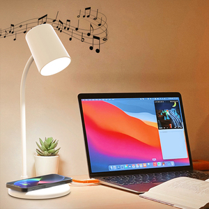 Không dây sạc LED Đèn với <span class=keywords><strong>Bluetooth</strong></span> Loa máy tính để bàn cạnh giường ngủ ánh sáng ban đêm cho máy tính và điện thoại di động ngủ tương thích - Product Image 2