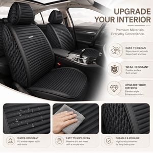 Fundas de Asiento de Coche Universales de Lujo en Cuero PU y Terciopelo, Transpirables, para Todas las Estaciones, Color Negro, Rusia - Product Image 6