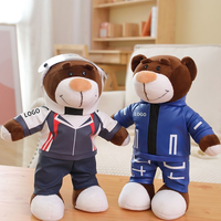 Uyeah tous les âges moto coureur personnalisé en peluche animal ours en peluche jouet avec casque et combinaison de course pour cadeau amusant