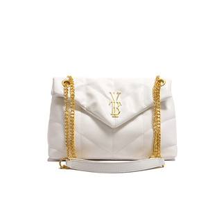Bolso de hombro cruzado de cadena con patrón de diamantes texturizado de PU con cremallera y correa única acolchada de alta gama, novedad 2026 para mujer, transfronterizo - Product Image 5