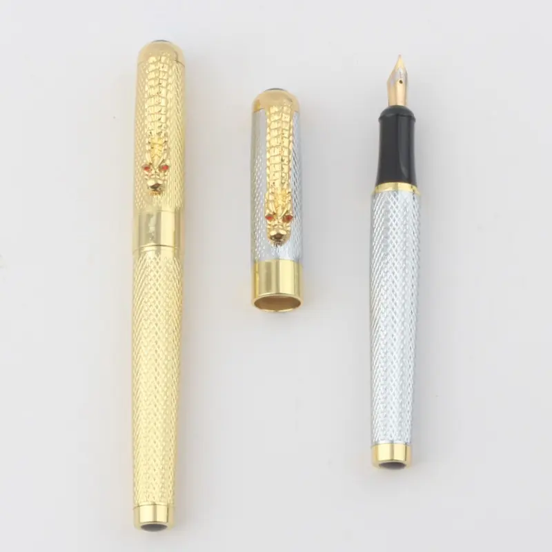 WENYI Der Stiftkörper besteht vollständig aus Metall Kupfer und verfügt über einen goldenen und silbernen Deckel im Stil eines Springrosens