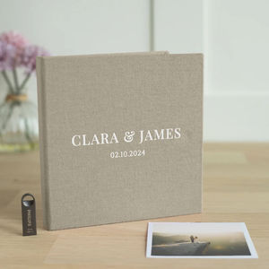 Boîte USB en lin personnalisée emballage de photographie de mariage étui USB personnalisé cadeau de photographe <span class=keywords><strong>Album</strong></span> de stockage de mémoire - Product Image 2