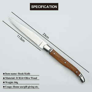 <span class=keywords><strong>Couteau</strong></span> à <span class=keywords><strong>steak</strong></span> dentelé de luxe <span class=keywords><strong>Laguiole</strong></span>, 5 pouces, acier inoxydable, écologique, passe au lave-vaisselle, design moderne classique, olive - Product Image 3