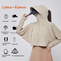 Veste d'été légère et respirante à capuche pour femme, en soie glacée, anti-UV, à manches longues, séchage rapide, coupe décontractée