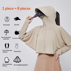 <span class=keywords><strong>Veste</strong></span> d'été légère et respirante à capuche pour <span class=keywords><strong>femme</strong></span>, en soie glacée, anti-UV, à manches longues, séchage rapide, coupe décontractée - Product Image 3
