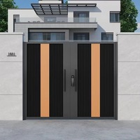 Porte d'entrée de villa moderne en aluminium sur mesure, fabriquée en usine, certifiée CE, portail coulissant électrique