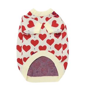 Suéter de Lana Tejido para Mascotas, Ropa para Perros Pequeños y Gatos, Estampado de Corazón Grande, Estilo de Dibujos Animados a Rayas, para el Día de San Valentín, Invierno y Primavera - Product Image 1