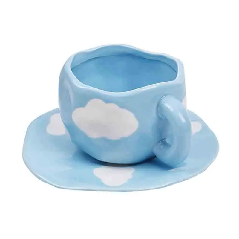 Creative Ceramic Cloud Coffee Tea Mug Cups with Saucer Handmade Porcelain Milk Mug
