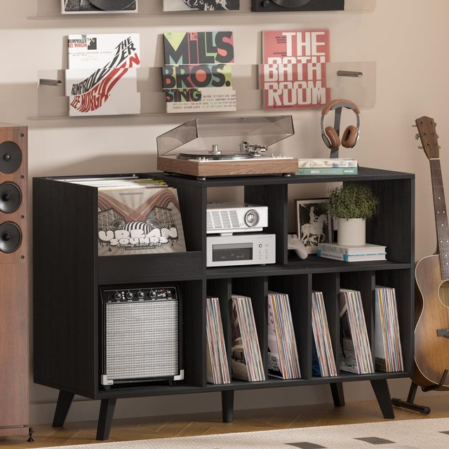 Large Record Player Stand, Turntable Stand with Storage, Vinyl Record Holder with Display Area, Record Player Table
