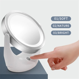 Espejo de Vanidad Redondo de Escritorio con 3 Colores de Luz LED, Espejo de Maquillaje Táctil para Dormitorio de Mujer - Product Image 2