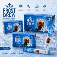 Custom Iced Coffee Stick Coffee Packaging Bags Tear Notch 2g Cold Water Blue Snowflake Instant Sachet for Cafe Powder Brand OEM