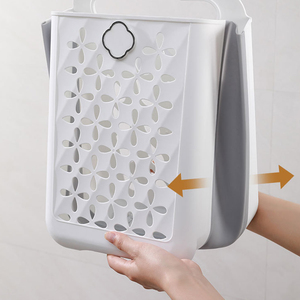 Plastic Foldable Durable Green/<strong>White</strong> Dirty Clothes <strong>Laundry</strong> <strong>Hamper</strong> Carry Handle Multi-function Container Wall Hanging Basket - Product Image 6