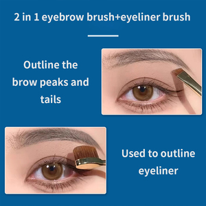 Pinceau à sourcils double tête, à dents plates et angulées, avec manche plaqué, pour eye-liner et sourcils - Product Image 4
