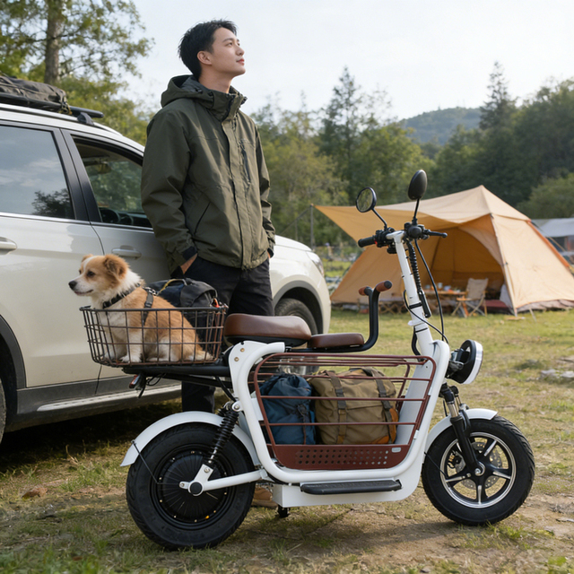 48V 14Inch Tire Folding Electric Scooter With Two Seat Mini Electric Moped With Child Seat Pet Scooter