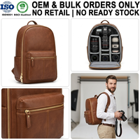 Sac à dos photo multifonctionnel en cuir végétalien OEM pour appareil photo, durable et personnalisable, idéal pour la photographie de voyage