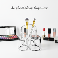 Boîte de rangement pour maquillage en gros, en acrylique transparent, avec 3 compartiments, ensemble d'organisateurs de cosmétiques empilables