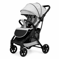 Poussette bébé 3-en-1 pliable et portable avec cadre en alliage, 4 roues et système de dossier inclinable pour les voyageurs