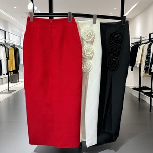 <span class=keywords><strong>Falda</strong></span> Midi Tipo Lápiz <span class=keywords><strong>con</strong></span> Cintura Alta, Diseño Floral 3D y Abertura Lateral, Tejida, Elástica, Transpirable y Elegante para Mujer, Nueva Colección Verano 2026, para Fiestas y Uso Diario - Product Image 2