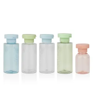 Luxury Colorful Cosmetic Toner Bottle 60ml 80ml 100ml 120ml 150ml 200ml Flat Shoulder PET Plastic Oil Bottle With Screw Cap