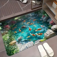 Tapis de sol plat 3D en terre de diatomée, style américain, rectangulaire, fin, motif animaux mignons, art abstrait, absorbant l'eau, pour l'exportation