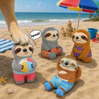 Jouets en peluche pour chiens Famipet : Ensemble de jouets couineurs doux et froissés, design paresseux mignon et amusant sur le thème de l'été, personnalisés par le fabricant