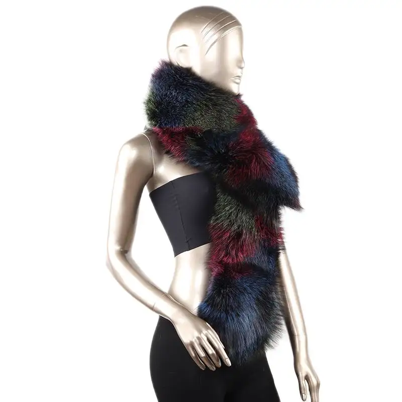 high fashion fur scarves with beautiful long fluffy women winter hot sale furry fox fur scarf