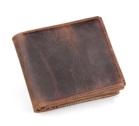Harga Pabrik Kompetitif Dompet Kulit Vintage Crazy Horse Anti-maling Panjang Pendek Lapisan Poliester Perlindungan RFID Khusus