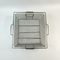 Panier en maille d'acier inoxydable 304 à double poignée, résistant aux hautes températures, finition polie brillante, pour la stérilisation industrielle en cuisine