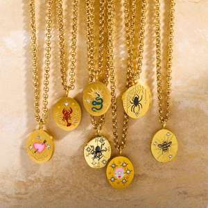 Stainless Steel 18k PVD Gold Plated Animal Pendant Necklace Hand-painted Drop <strong>Oil</strong> Pattern Fashion Jewelry Women - Product Image 2