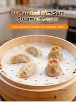 Papier de cuisson en gros de haute qualité, perforé, rond, double face, enduit de silicone antiadhésif pour dim sum