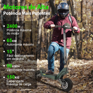 Trottinette électrique pliable pour adultes HONEYWHALE H2dual, entrepôt Brésil, 1200W, batterie 36V 18Ah, pneus 10 pouces, autonomie 50 km, écran intelligent - Product Image 2