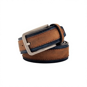 Designer Men's Cow Hide Leather Vintage Belt Steel Square Buckle Eco-Friendly Hand-Carved Fashionable Logo Long Lasting Solid - Product Image 2