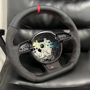 <span class=keywords><strong>Volant</strong></span> pour <span class=keywords><strong>Audi</strong></span> <span class=keywords><strong>A3</strong></span> A4 A5 A6 A7 A8 S3 S4 S5 B9 <span class=keywords><strong>Volant</strong></span> entièrement en daim avec surpiqûres rouges et cadre de bouton de commande - Product Image 3