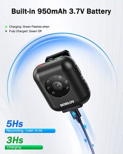 Boblov W4 64GB 1080P 950mAh pin 5 giờ video Shooting Head mounted Video Camera với dây đeo và ngắn clip, thời gian và ngày - Product Image 6