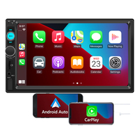 Unidad Principal Bluetooth Universal con USB, Pantalla Táctil Doble de 7 Pulgadas, Carplay y Android Auto Inalámbricos, Sistema de Audio para Auto con Bluetooth