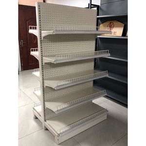 Verstelbare commerciële supermarkt schappenunit met pegboard achterwand metalen gondola voor detailhandel en gemakswinkels - Product Image 5
