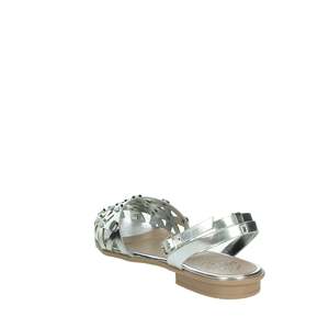 Sandalias Planas para Mujer, Plateadas Metálicas, con Tiras en el Tobillo, Punta Abierta, Zapatos de Verano - Product Image 2