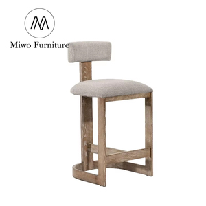 Tabouret de comptoir en bois moderne pour club de cuisine intérieur Siège rembourré Salle à manger Utilisation commerciale Comptoir de bar bistro <span class=keywords><strong>Chaise</strong></span> à dossier haut - Product Image 1