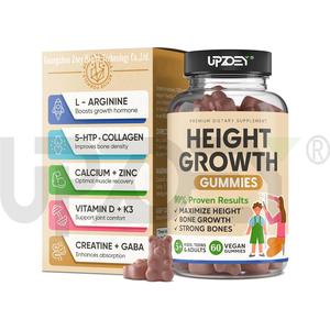 Aumento de la altura Vitamina Gummies Calcio 100mg Magnesio Glicinato 30mg Zinc Ashwagandha Vitamina K2 D3 25mg - Product Image 1