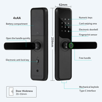 Serrure de porte intelligente Tuya APP avec carte-clé, vision nocturne, réinitialisation par empreinte digitale et déverrouillage à distance pour portes en bois/métal