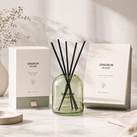 Diffuseur d'arômes rond personnalisé en verre de 400 ml avec bâtonnets épais et boîte – Bouteille de parfum écologique