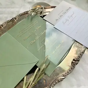 Stampa personalizzata elegante carta di invito a nozze in acrilico trasparente A5