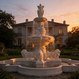<span class=keywords><strong>Fontaine</strong></span> d'<span class=keywords><strong>eau</strong></span> en marbre de luxe sculptée à la main, grande taille, pour l'extérieur, avec statues de lions, pour la décoration de châteaux européens - Product Image 2