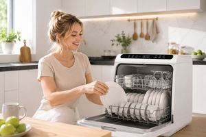 Lave-vaisselle de comptoir 8 couverts avec réservoir d'eau intégré, double rotation à 360° °   Bras de pulvérisation, séchage à chaud PTC, 12 programmes de lavage - Product Image 3