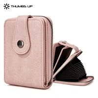 THUMBS-UP Dompet Kartu Pendek Anti RFID Motif Hewan Berbahan Logam dengan Banyak Slot Kartu