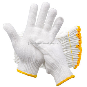 Luvas de Segurança DLZ C-02 10 Gauge 500g de Algodão Natural Branqueado Amarelo Tricotadas Flexíveis Duráveis Sem Pó 24CM para Trabalho - Product Image 1