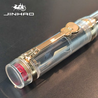 Jinhao 1935 stylo plume acrylique transparent grande pince de guitare, stylo de calligraphie à capuchon à vis convertisseur de grande taille