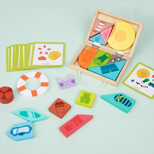 Nouvelle arrivée avancée carte jouet éducatif tout-petits unisexe enfants apprentissage précoce interactif bois forme géométrique <span class=keywords><strong>jeu</strong></span> d'association - Product Image 2