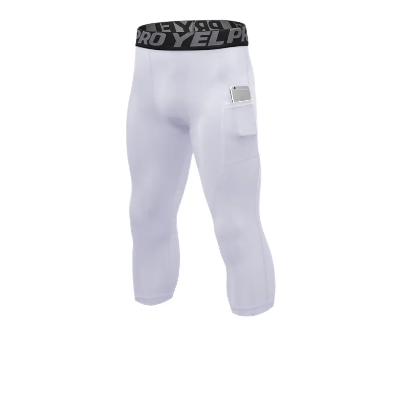 Pantalones de compresión 3/4 para hombre, medias deportivas para correr, atléticas, geniales, secas